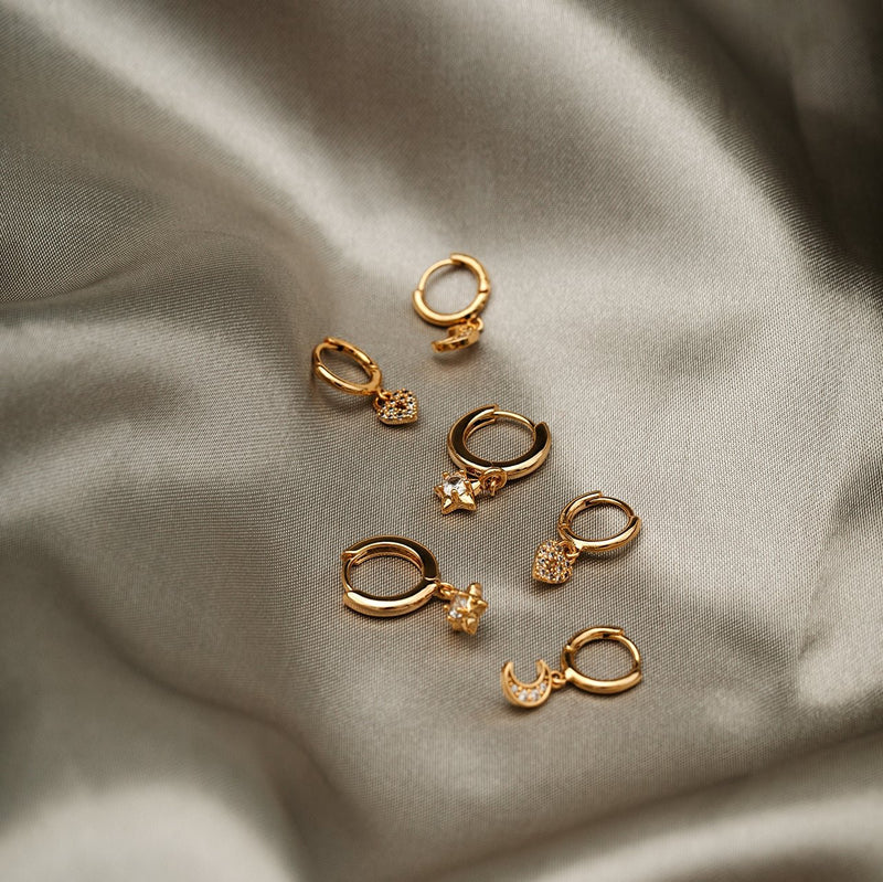 Pave Heart Locket Micro Hoops