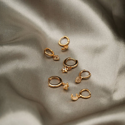 Pave Heart Locket Micro Hoops