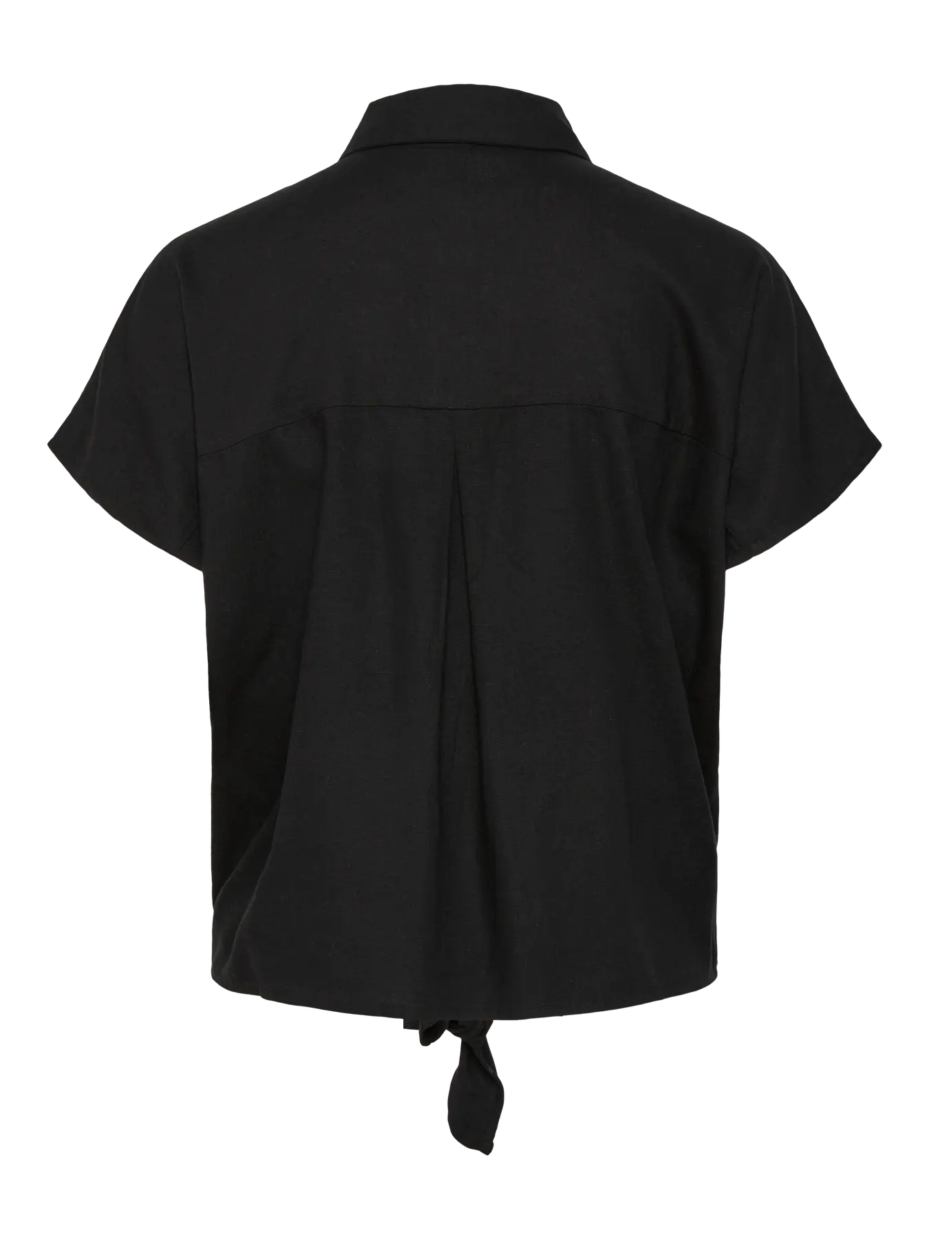 Linen Tie Blouse Black