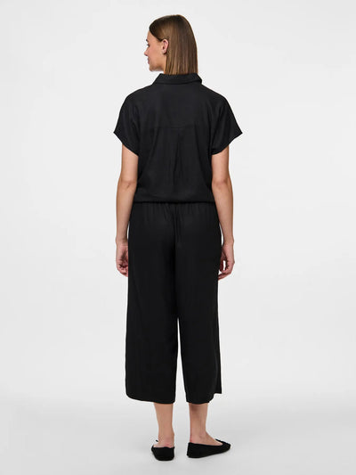 Linen Tie Blouse Black
