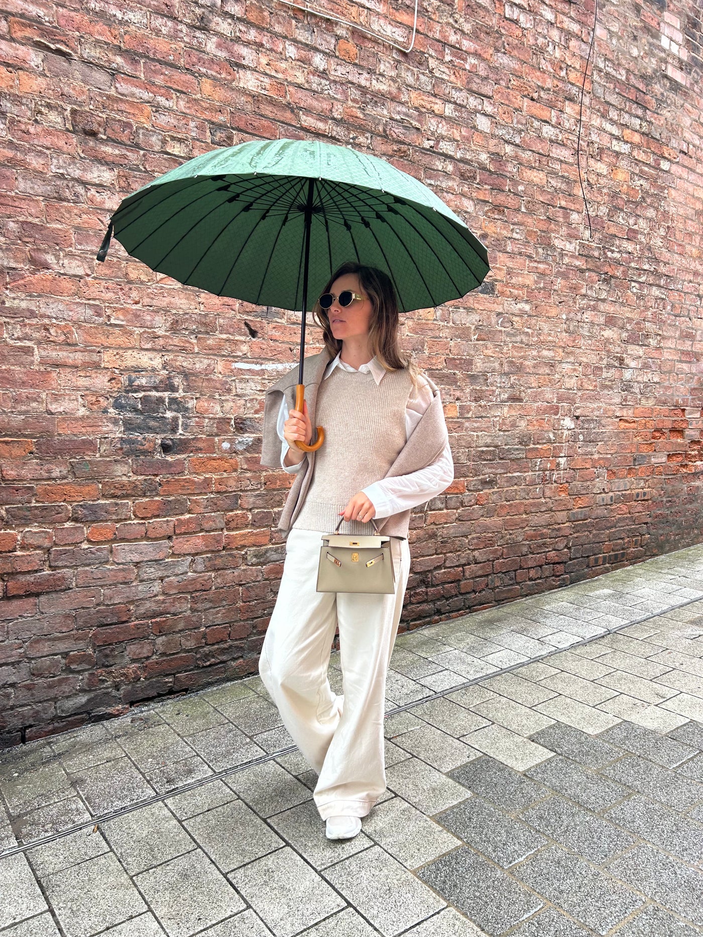 Vila Contrast Stitch White Trousers