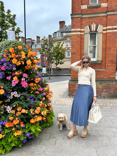 Pleated Midi Skirt Petrol
