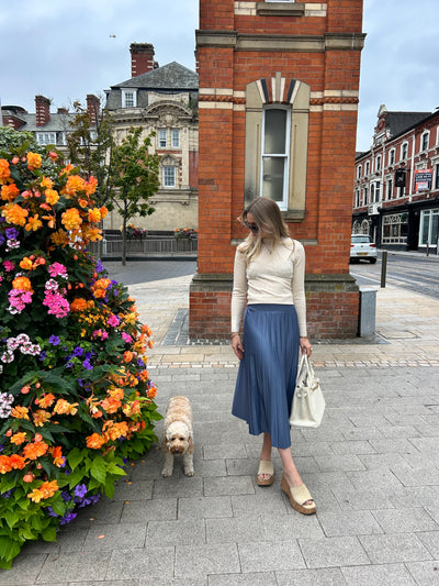 Pleated Midi Skirt Petrol