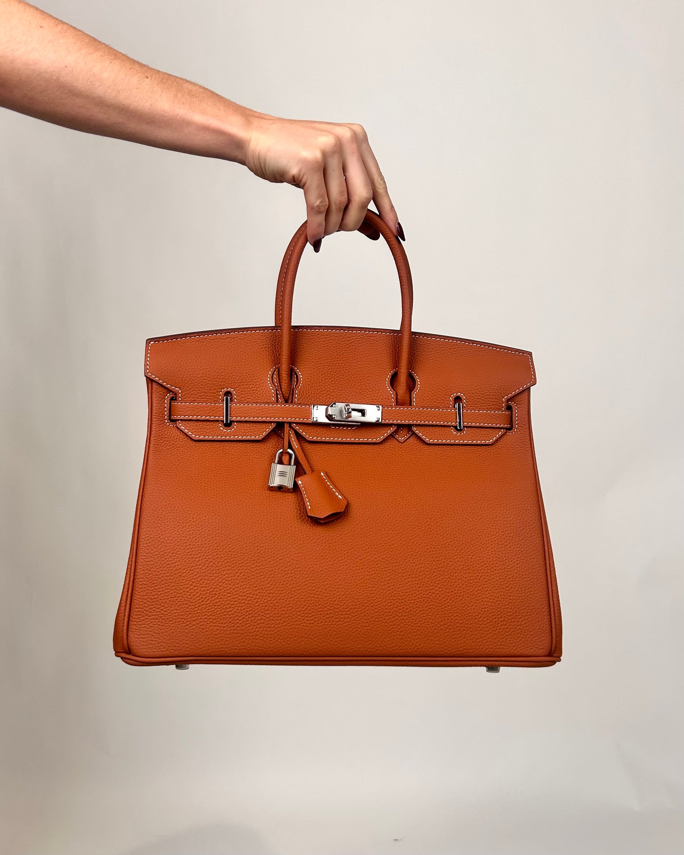 B35cm Togo Leather Bag Tan