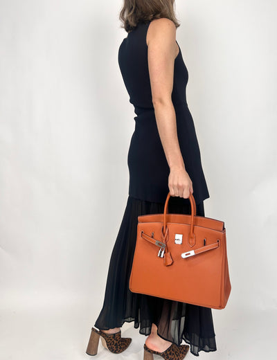 B35cm Togo Leather Bag Tan