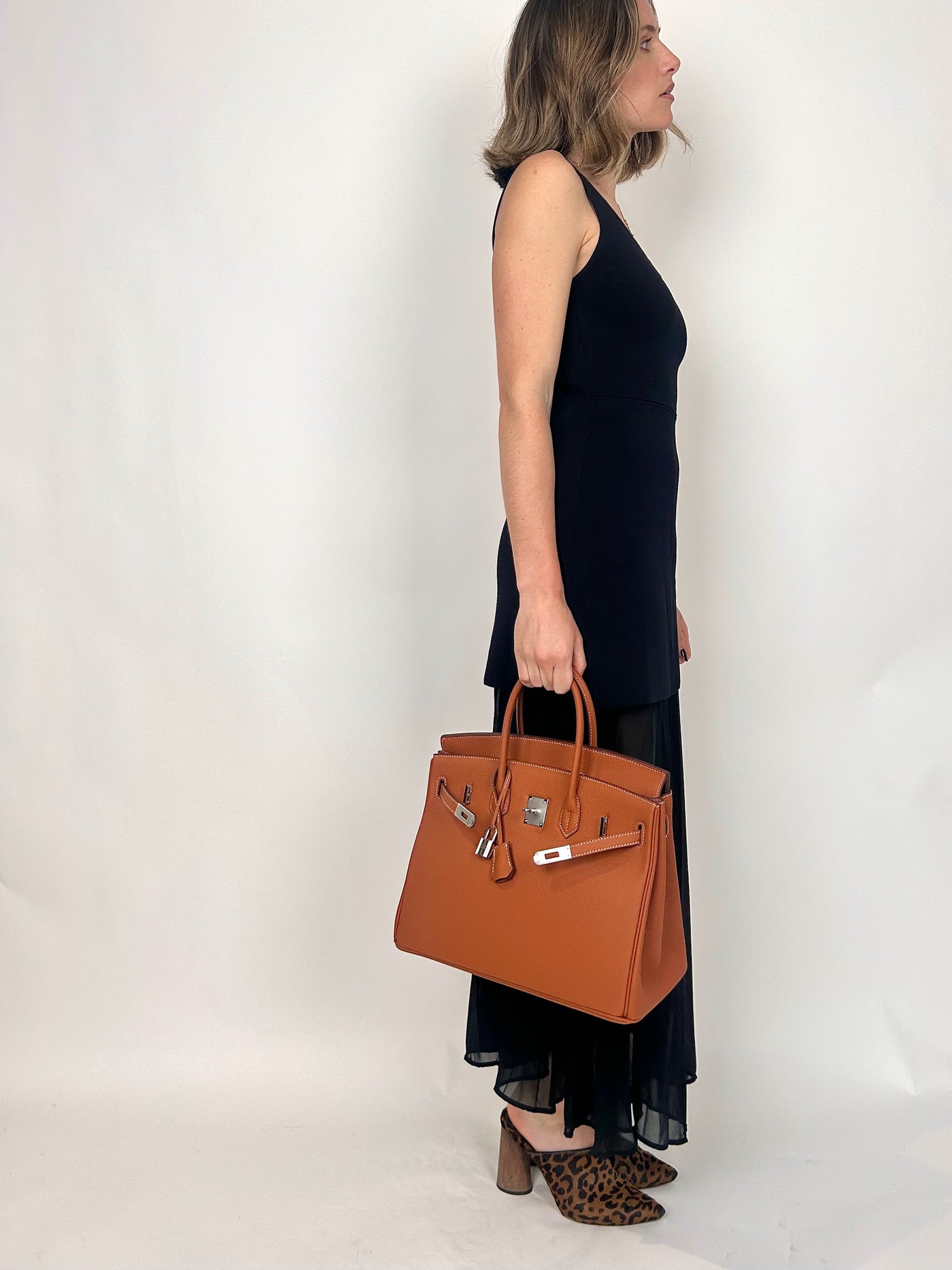 B35cm Togo Leather Bag Tan