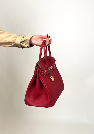 B35cm Togo Leather Bag Red