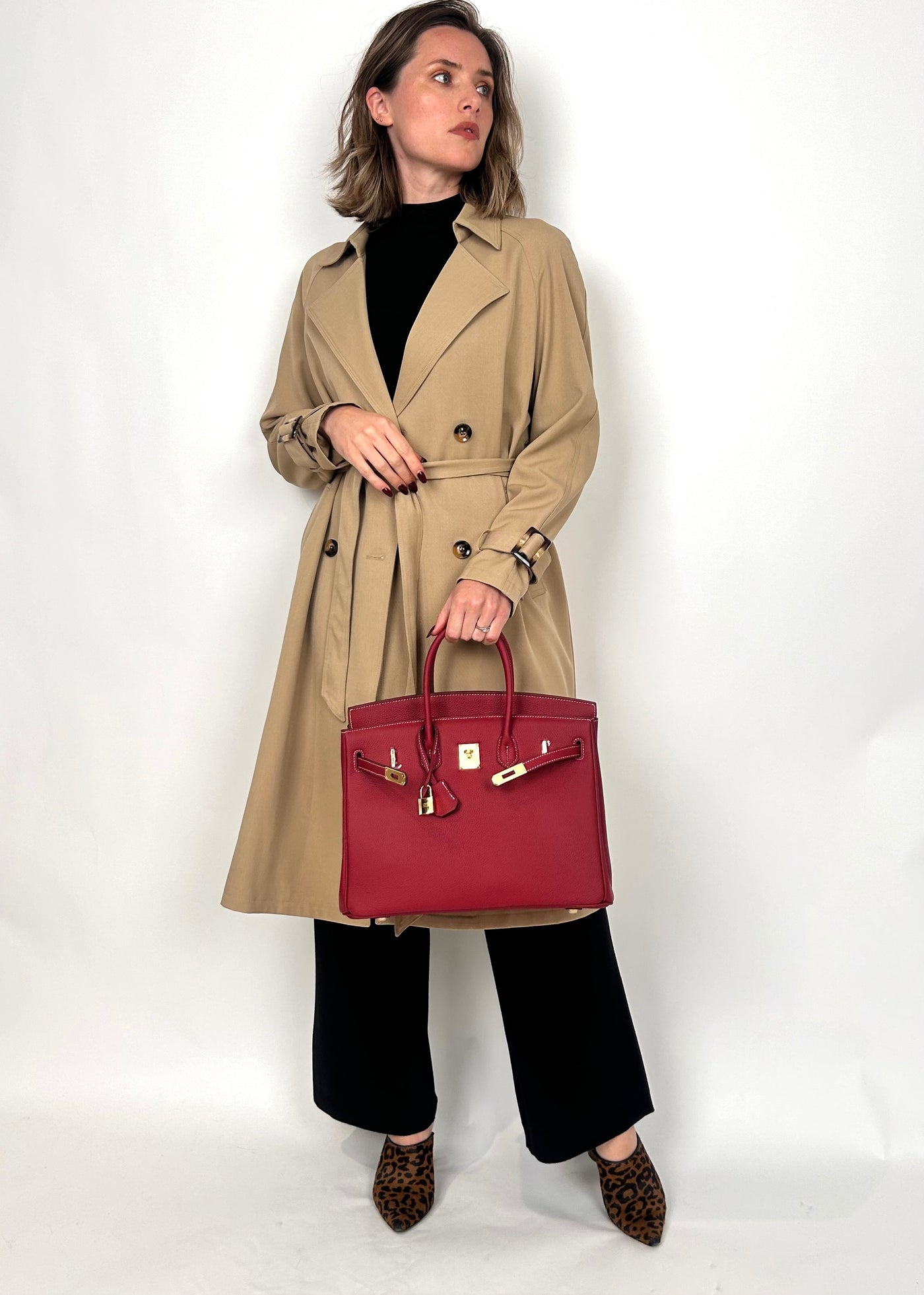 B35cm Togo Leather Bag Red