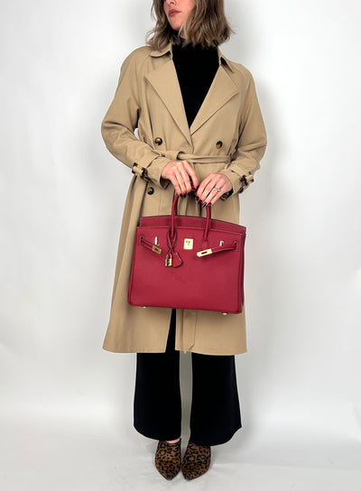 B35cm Togo Leather Bag Red