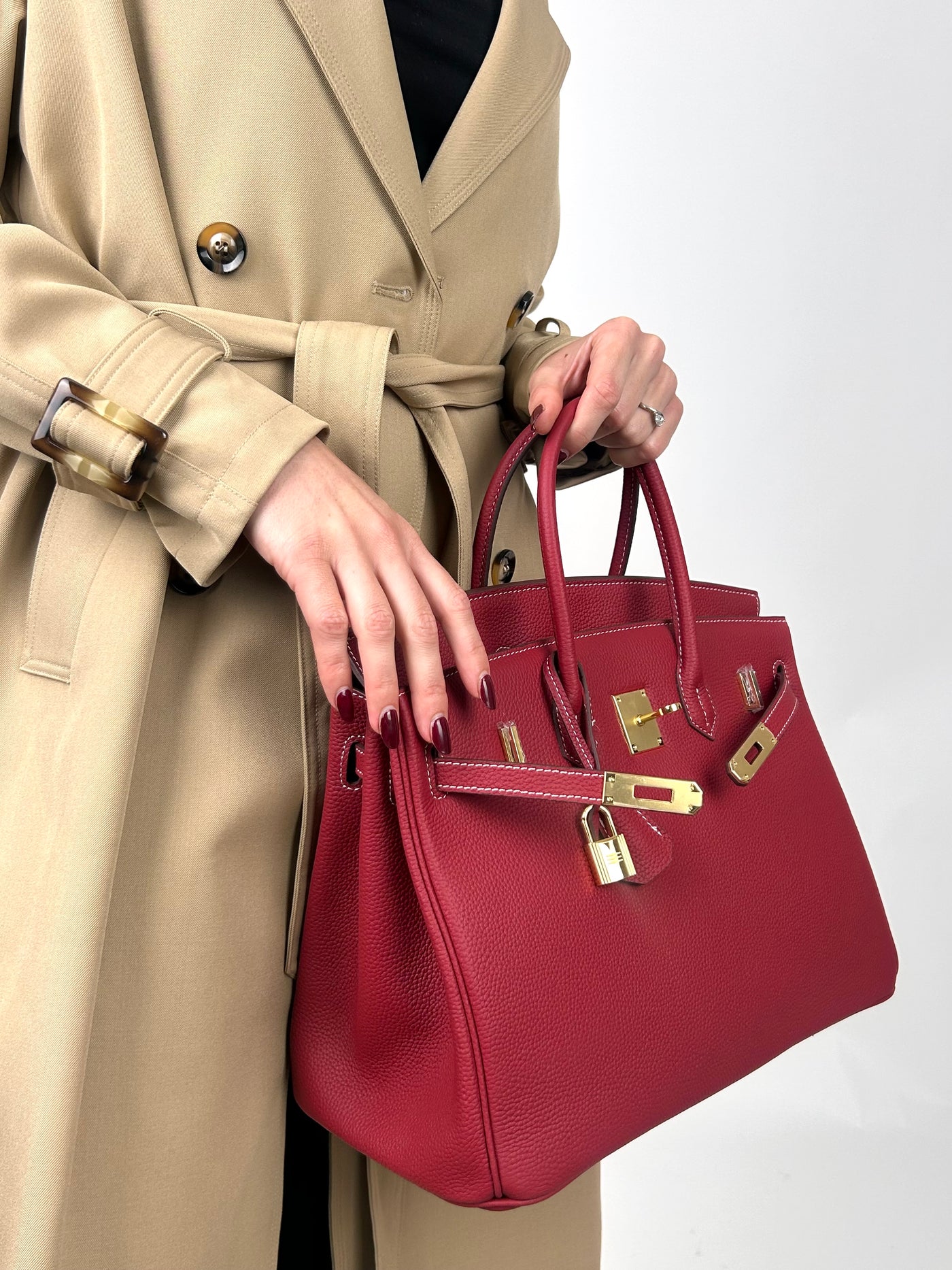 B35cm Togo Leather Bag Red