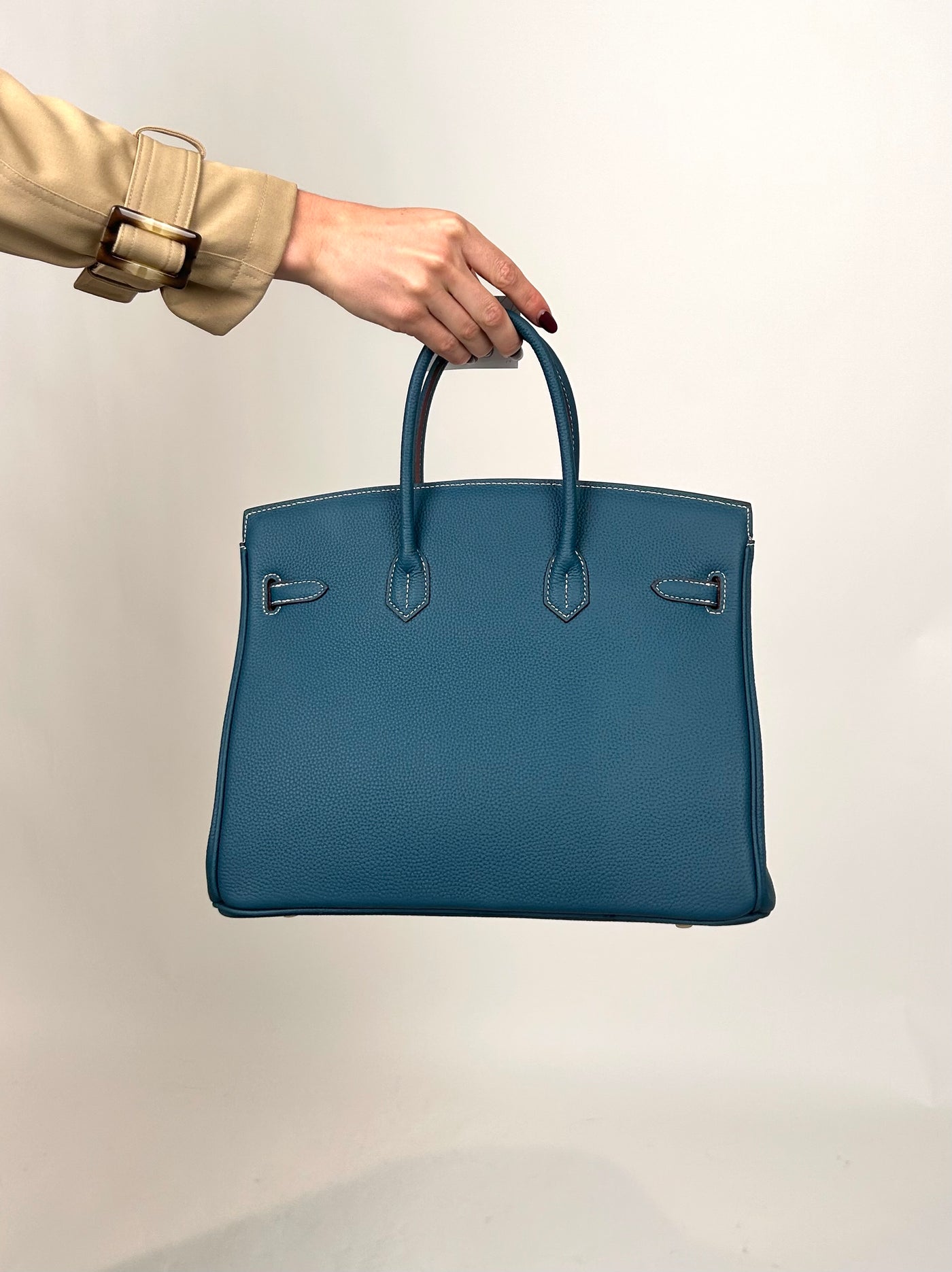 B35cm Togo Leather Bag Turquoise