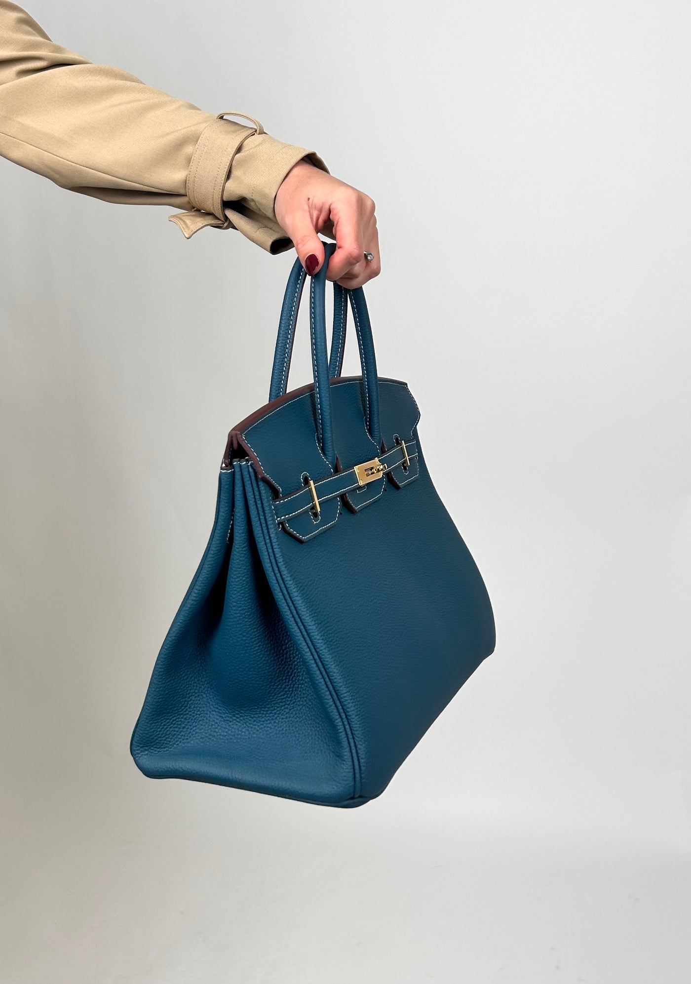 B35cm Togo Leather Bag Turquoise