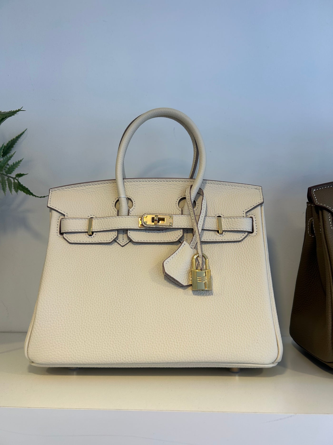 B 25 Togo Leather Bag White