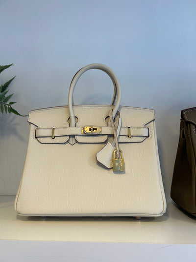 B 25 Togo Leather Bag White