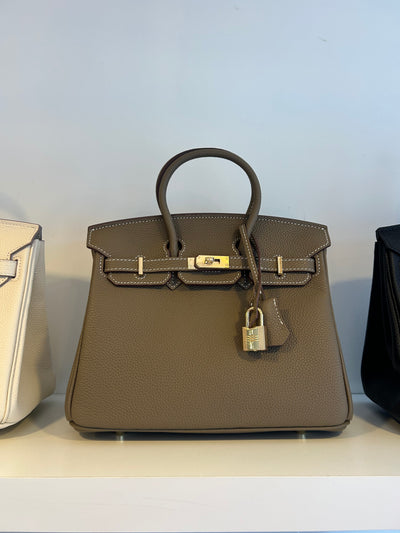B 25 Togo Leather Bag Greige