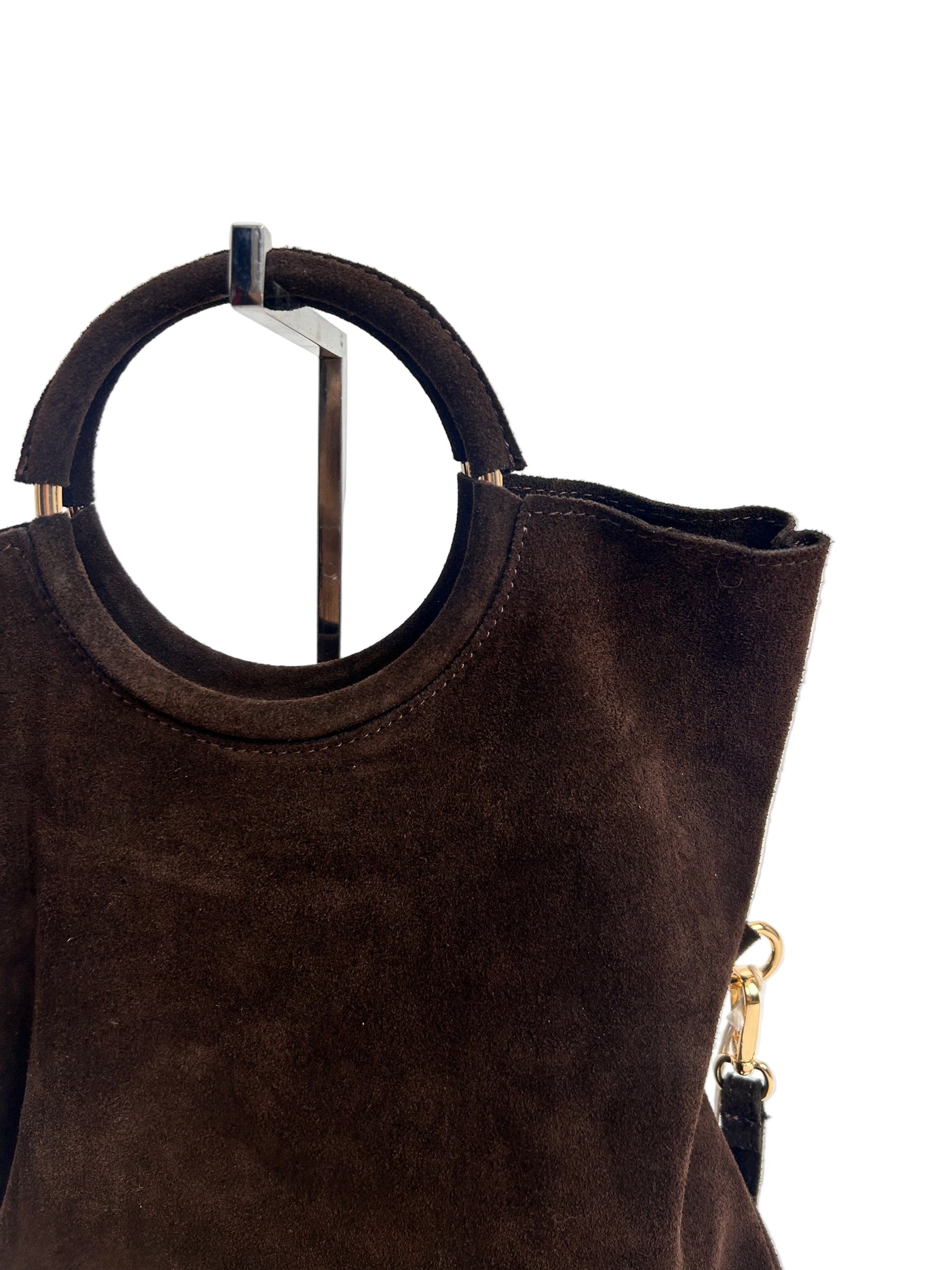 Gold Ring Suede Bag
