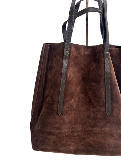 Genuine Suede Shopper Bag Brown