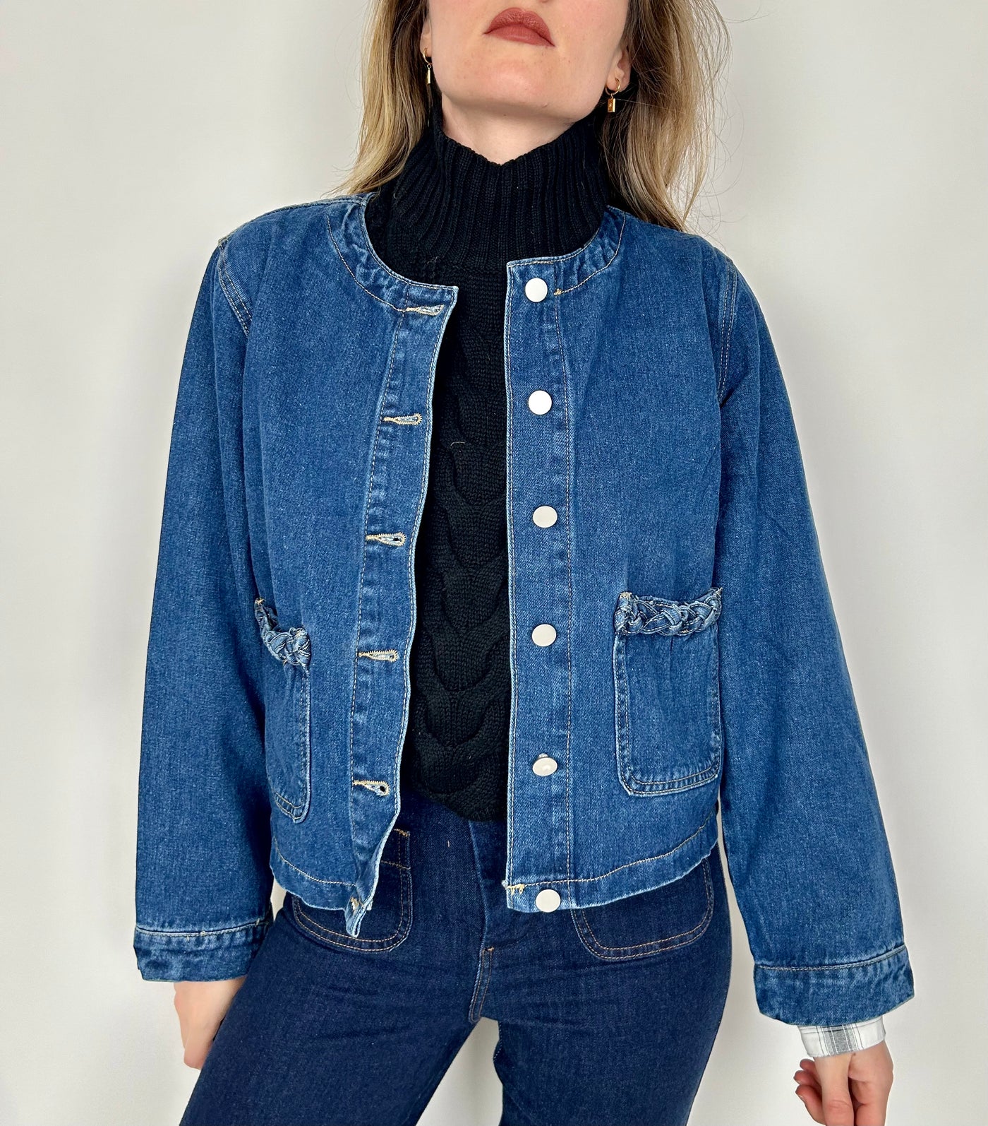 Plait Detail Denim Jacket