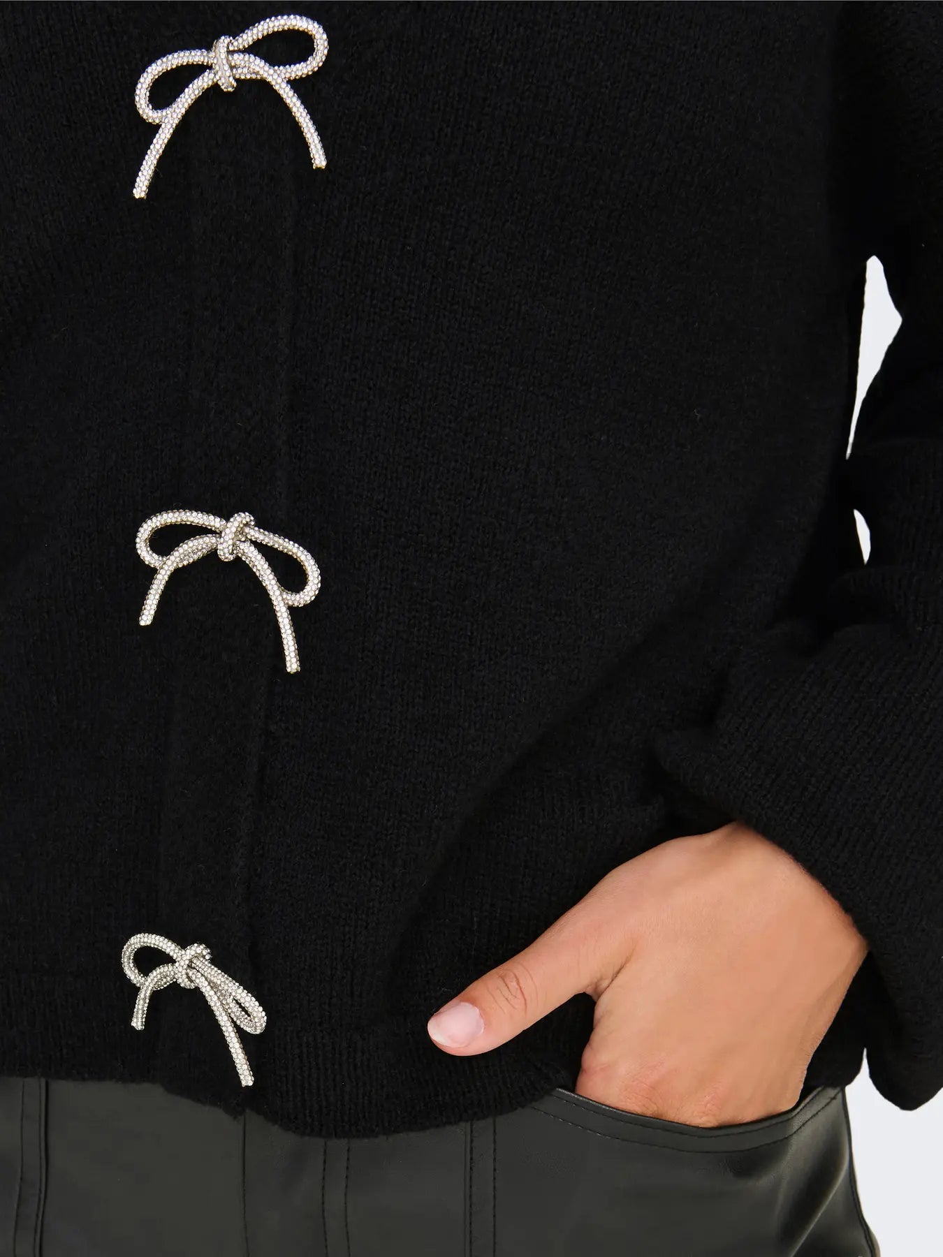 Sparkly Bow Cardigan Black