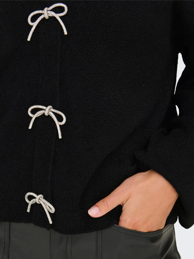 Sparkly Bow Cardigan Black