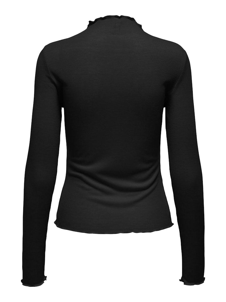 Sheer Funnel Neck Tee Black