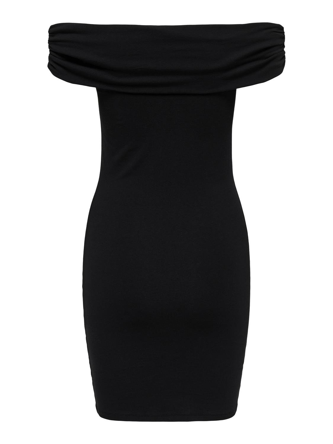 Short Sleeve Bardot Dress Black