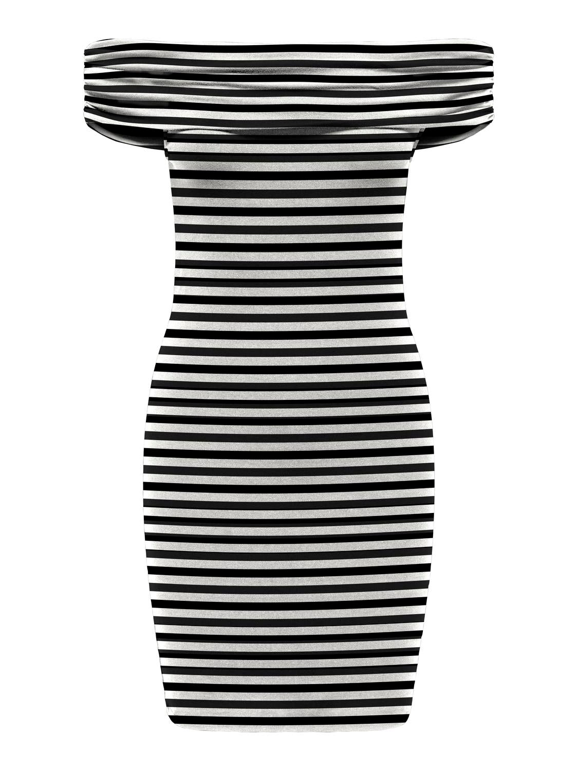 Short Sleeve Bardot Dress Stripe