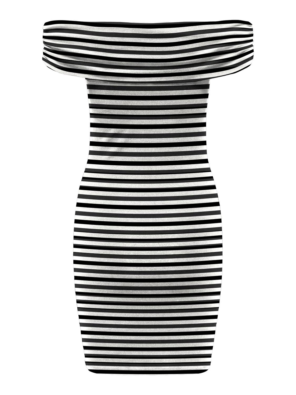 Short Sleeve Bardot Dress Stripe