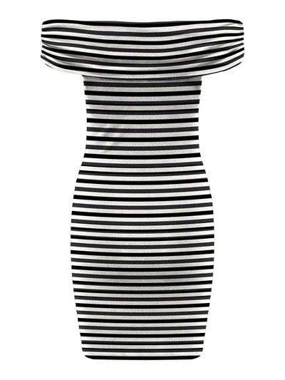 Short Sleeve Bardot Dress Stripe