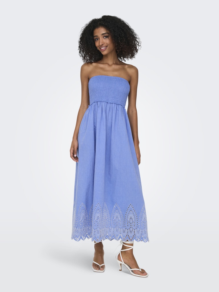 Broiderie Smocked Dress Blue