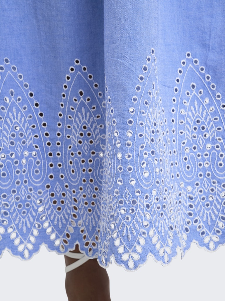 Broiderie Smocked Dress Blue