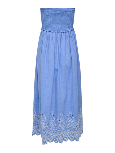 Broiderie Smocked Dress Blue