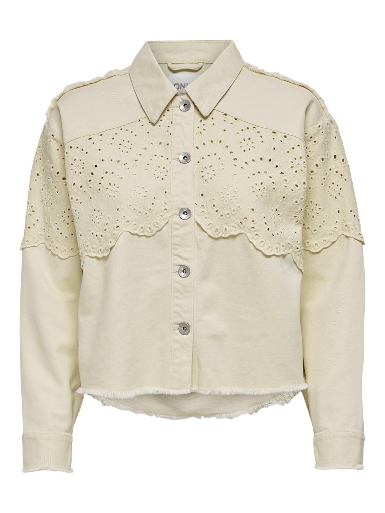 Broiderie Anglaise Cream Denim Jacket