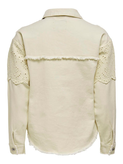 Broiderie Anglaise Cream Denim Jacket