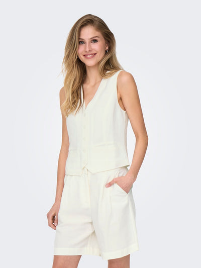 Linen Look Waistcoat White