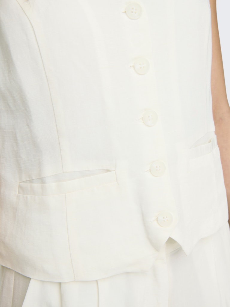 Linen Look Waistcoat White