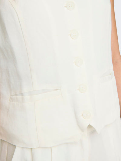 Linen Look Waistcoat White