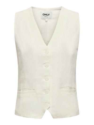 Linen Look Waistcoat White