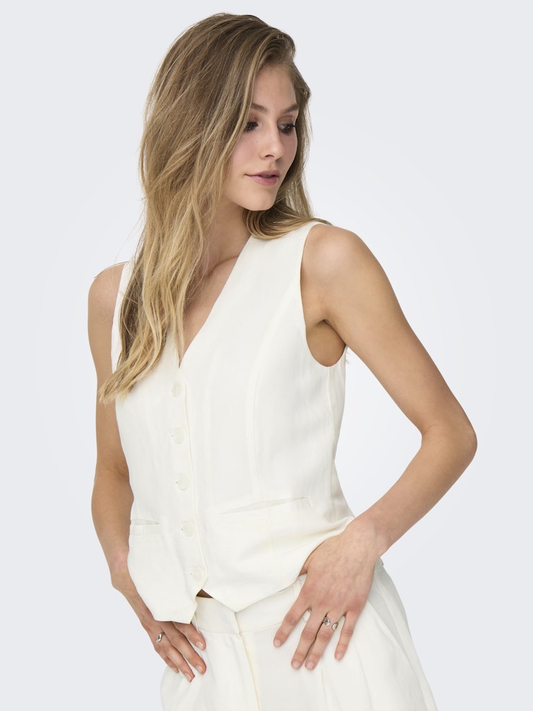 Linen Look Waistcoat White