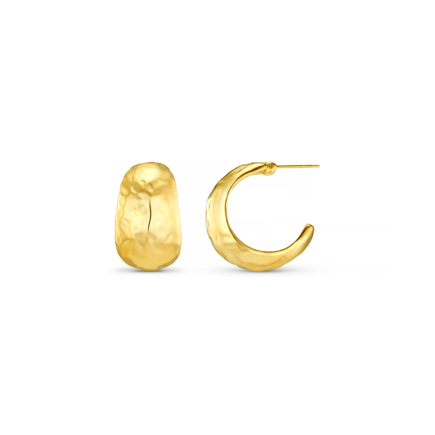 Polished Hammered Domed Hoop Earrings
