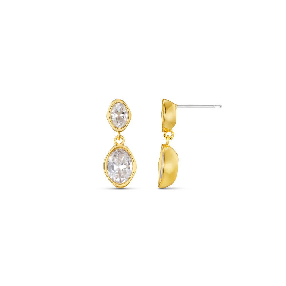 Organic Crystal Double Drop Earrings