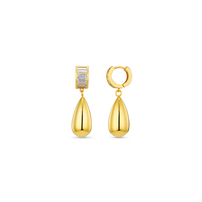 Baguette & Metal Teardrop Earring