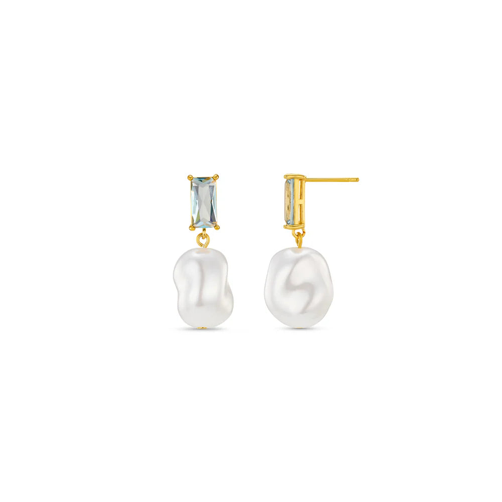 Baguette & Pearl Drop Earring