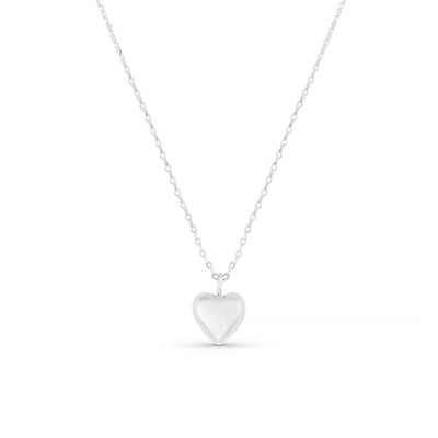 Domed Heart Charm Short Necklace - Silver