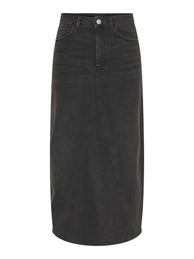 Black Stretch Ankle Denim Skirt