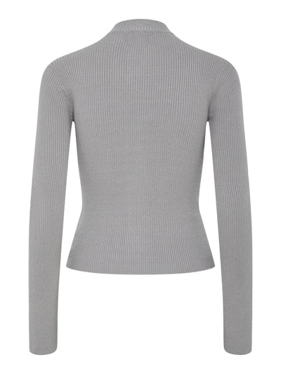 Zip Front Funnel Neck Grey