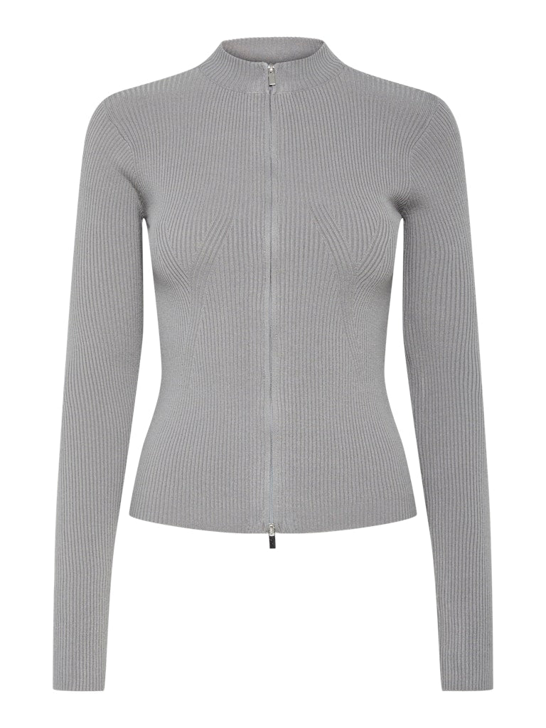 Zip Front Funnel Neck Grey