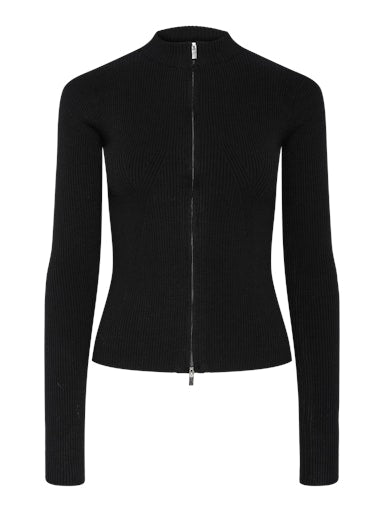 Zip Front Funnel Neck Black