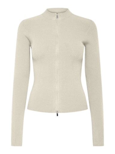 Zip Front Funnel Neck Cream