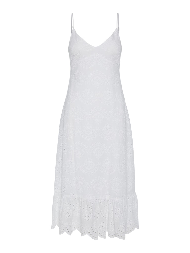Broiderie Anglaise Spaghetti Strap Dress White